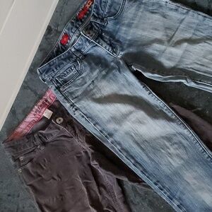 SET: Corduroy Arizona Jean Co Pants & Express Denim Bootcut Boot Cut Distressed